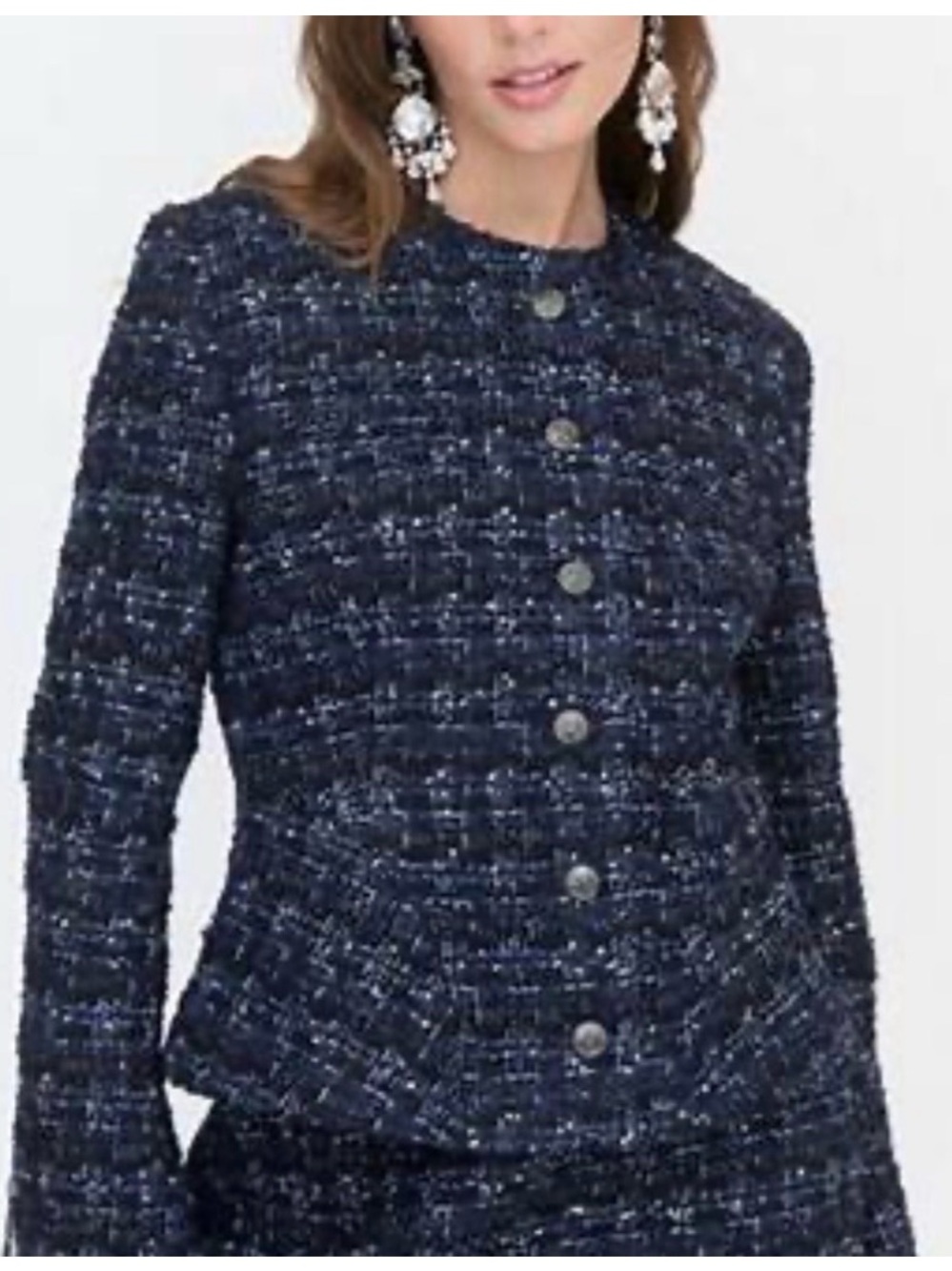NWT Hill House The Valentina Jacket - Navy Tweed Size XL